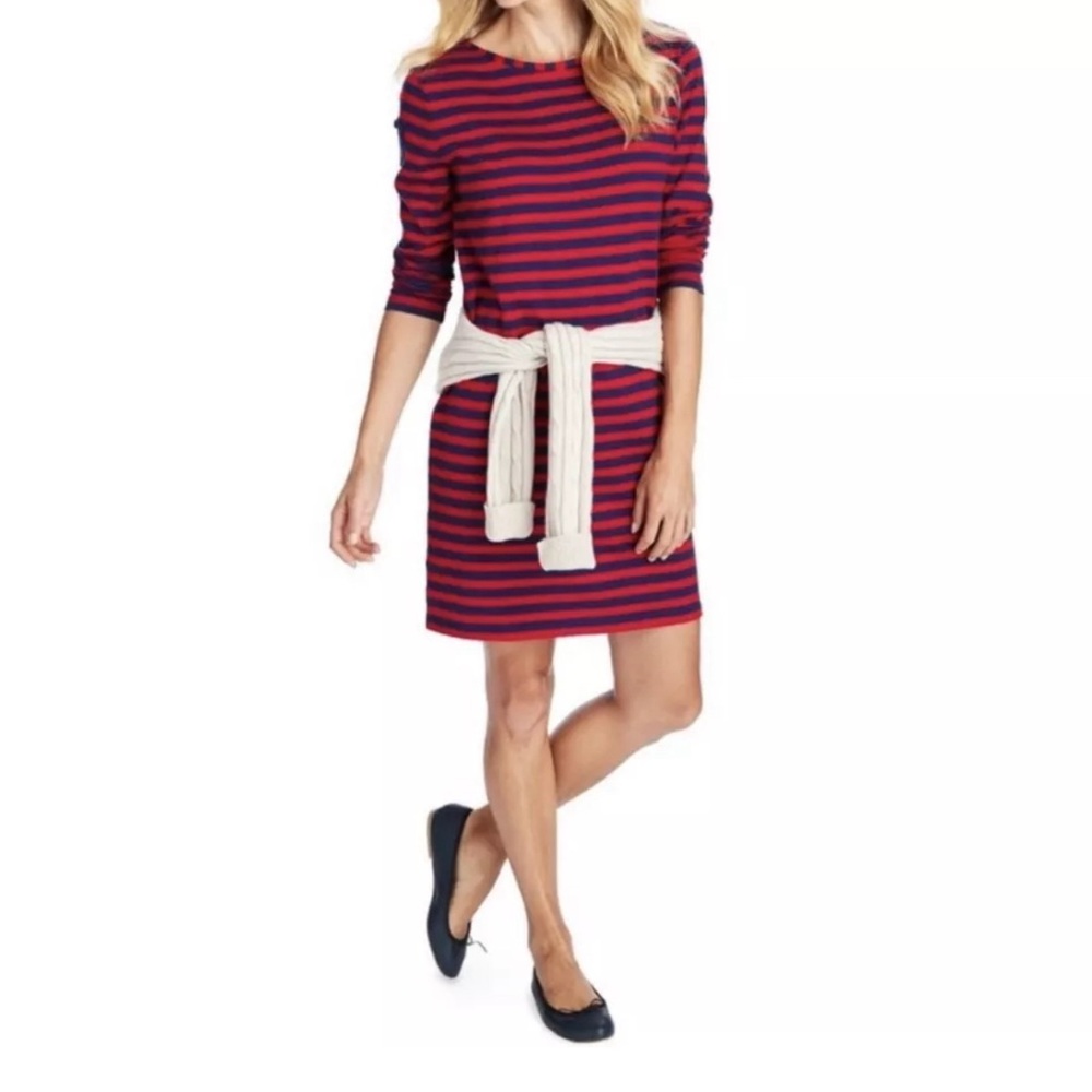 Vineyard Vines Long-Sleeve Striped Knit Dress XXS Mini Red/Navy XXS
